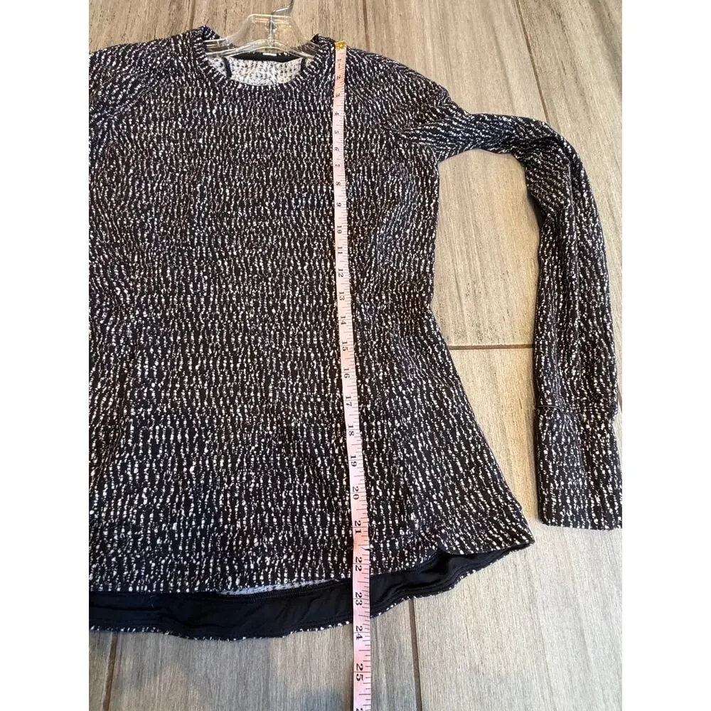 Lululemon Runderful Long Sleeve Knotted Jacquard Black White Women Size XS